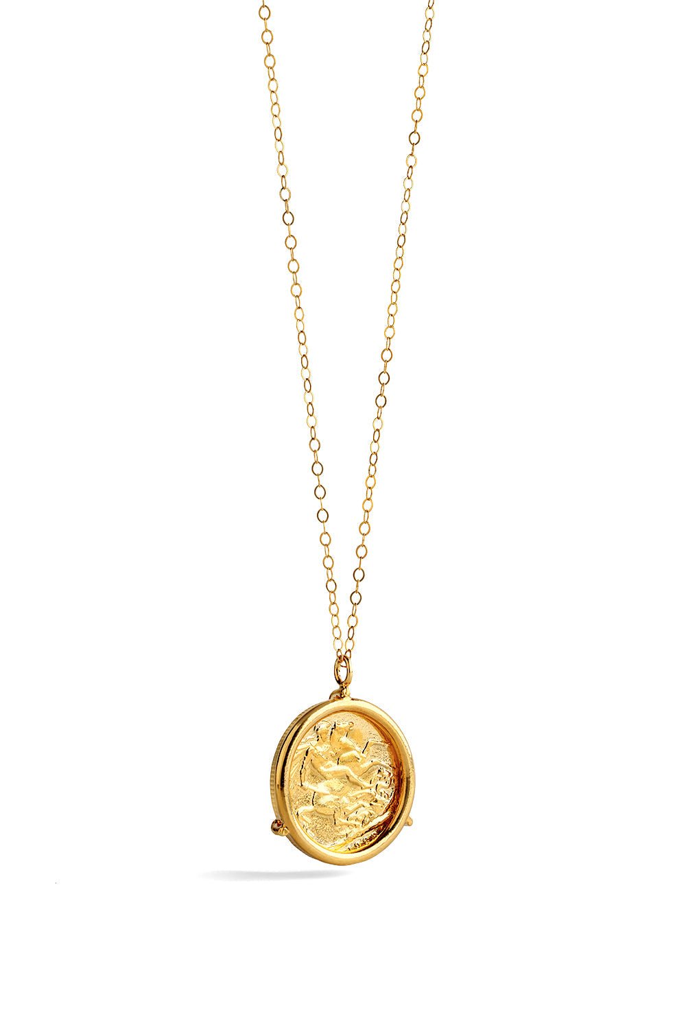 Horse Relief Coin Necklace - gold plated
