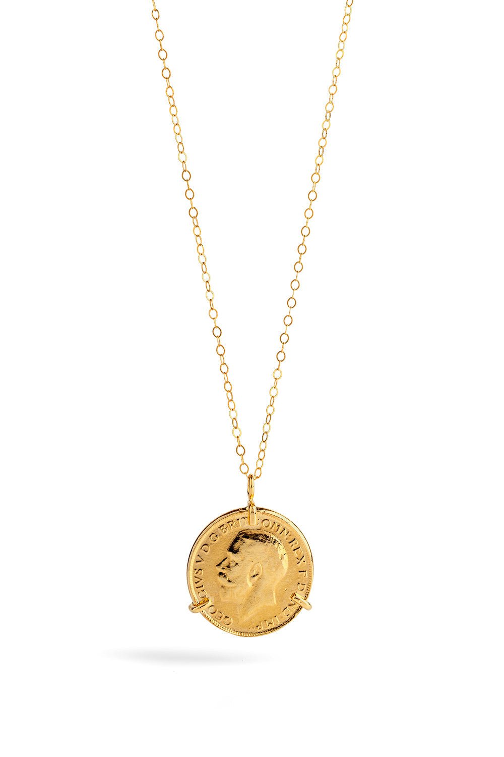 Vintage Coin Pendant Necklace - gold plated
