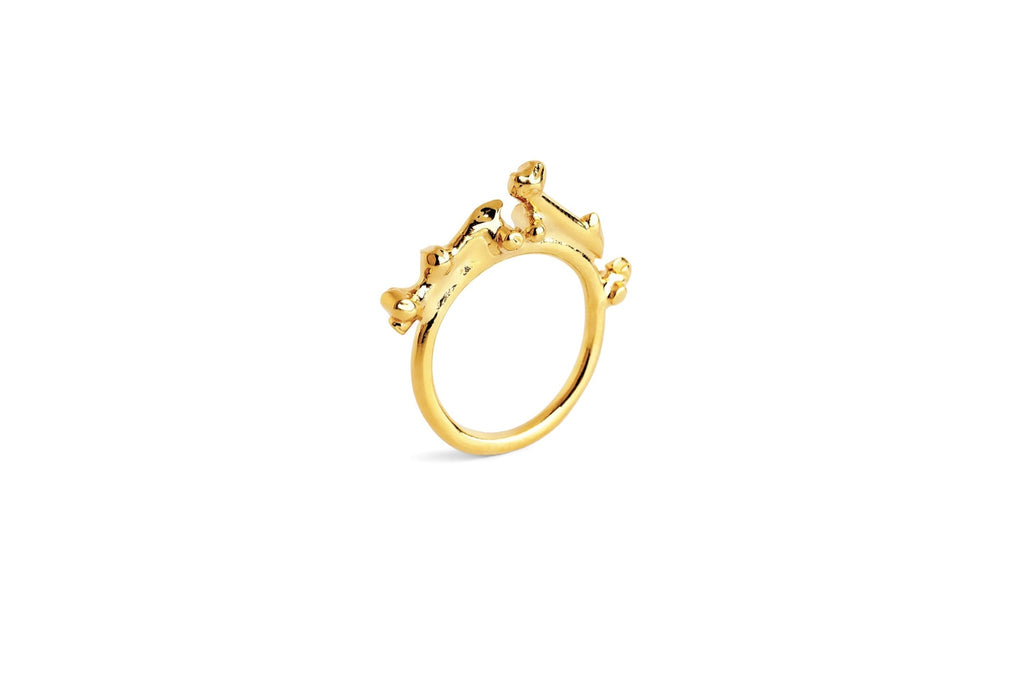 Three-Spire Crown Ring - gold plated