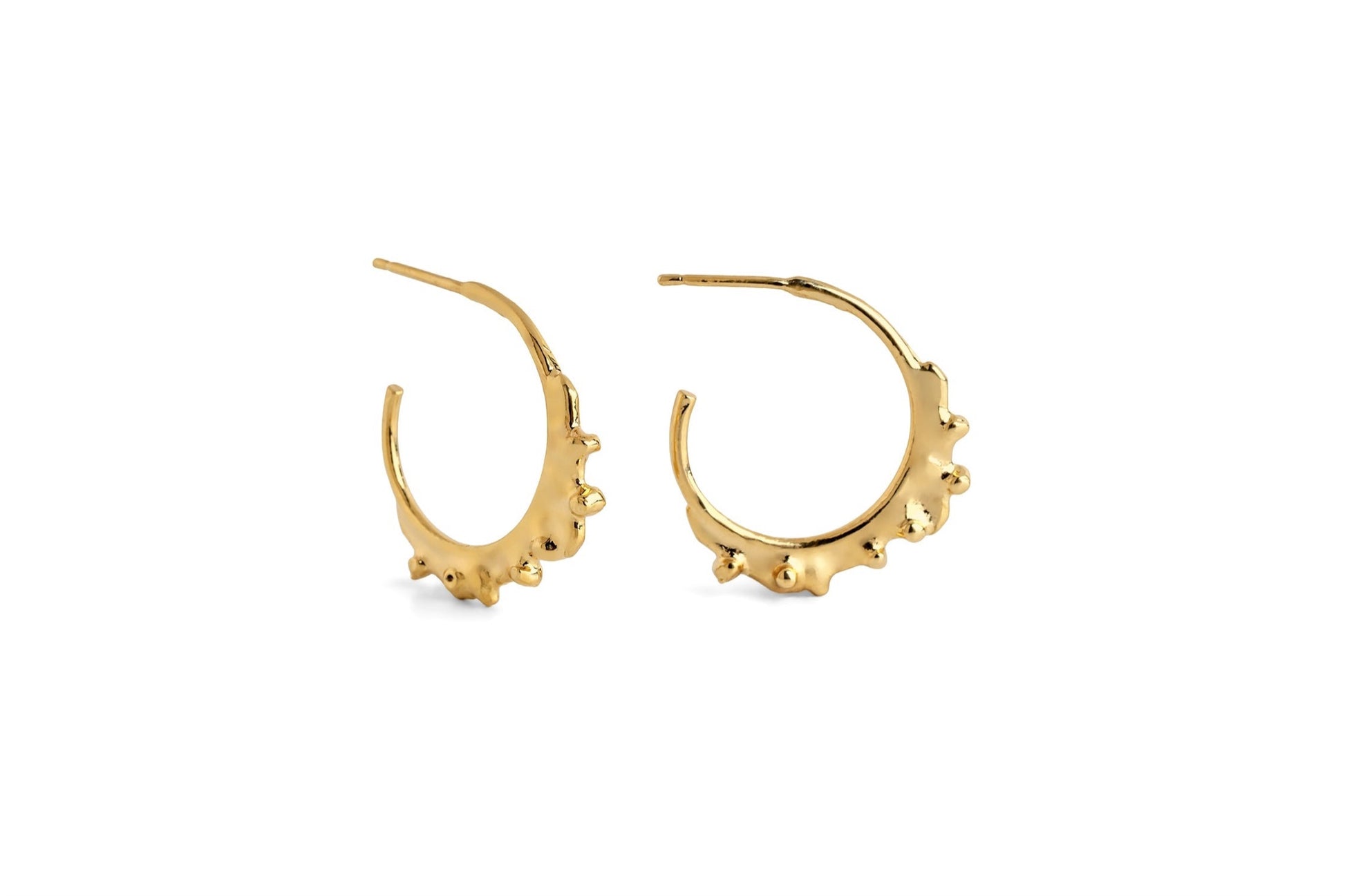 Beaded Hoop Earrings Medium - gold plated
