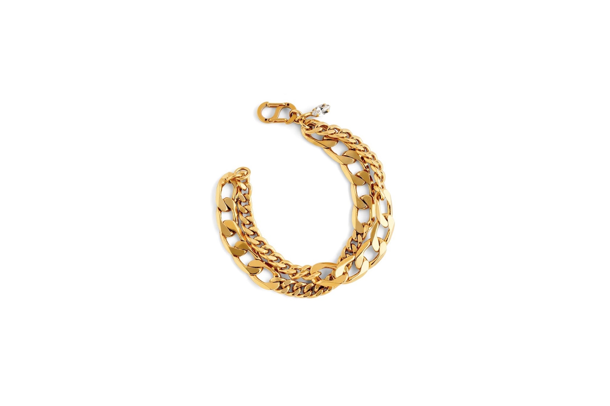 Double Wrap Crystal Charm Bracelet - gold plated