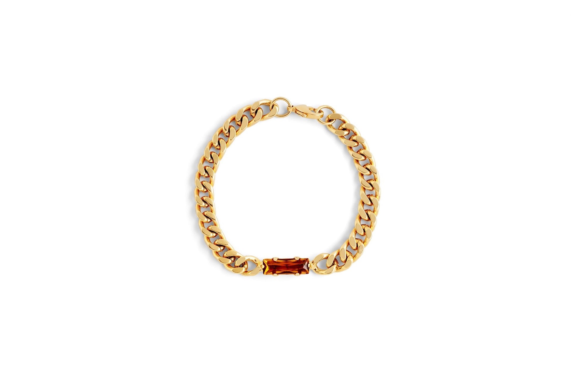 Cognac Crystal Curb Bracelet - gold plated