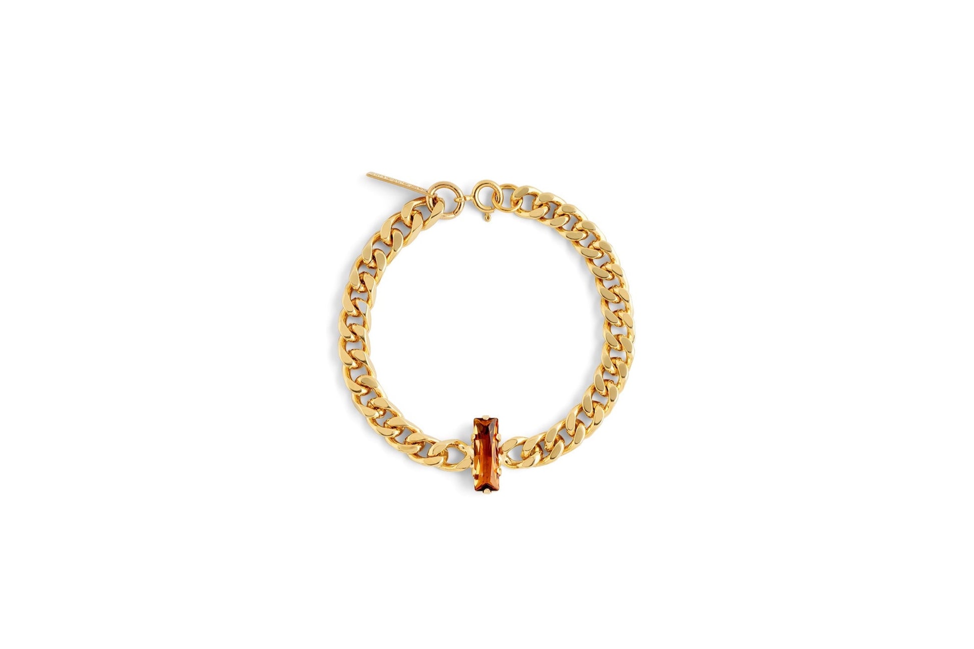 Cognac Drop Curb Bracelet - gold plated
