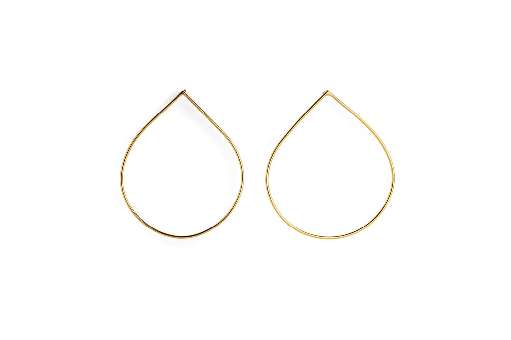 Teardrop Wire Hoop Earrings - gold plated