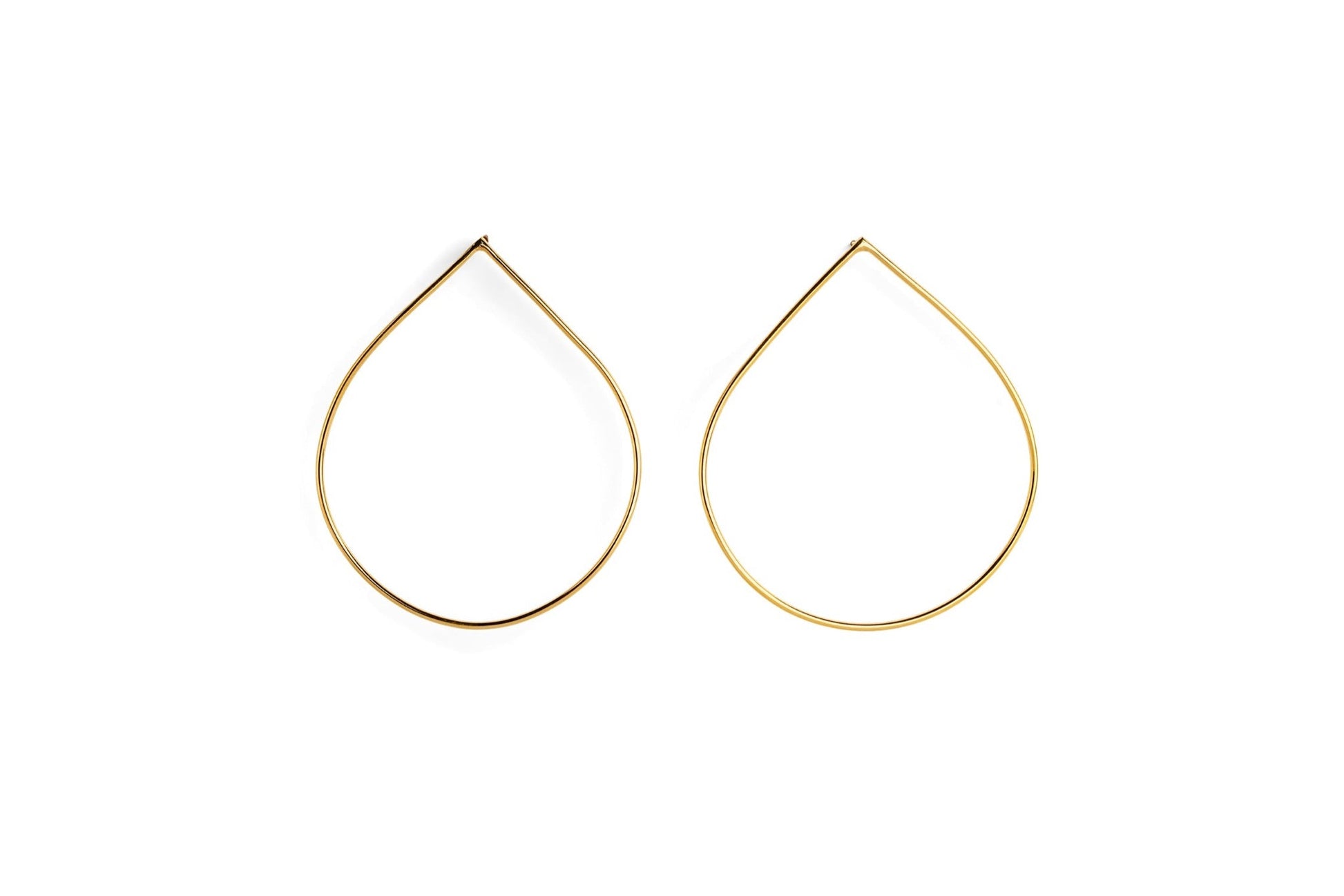 Teardrop Wire Hoop Earrings - gold plated