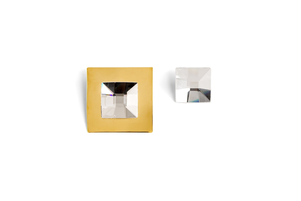 Square Crystal Earrings - statement earrings by Noritamy