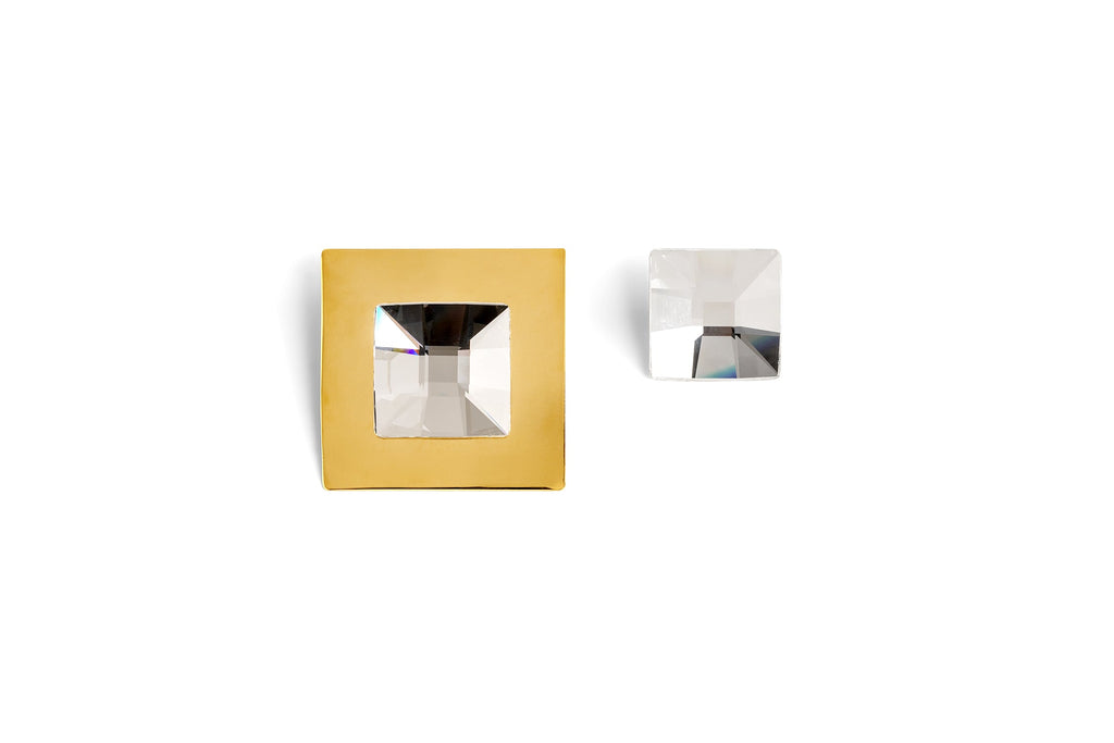 Square Crystal Earrings - statement earrings by Noritamy