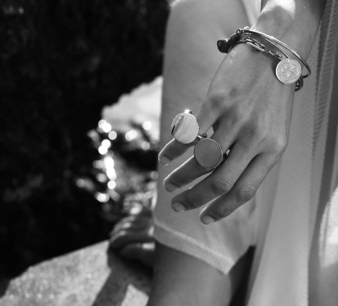 Intersecting Coins Pinky Ring