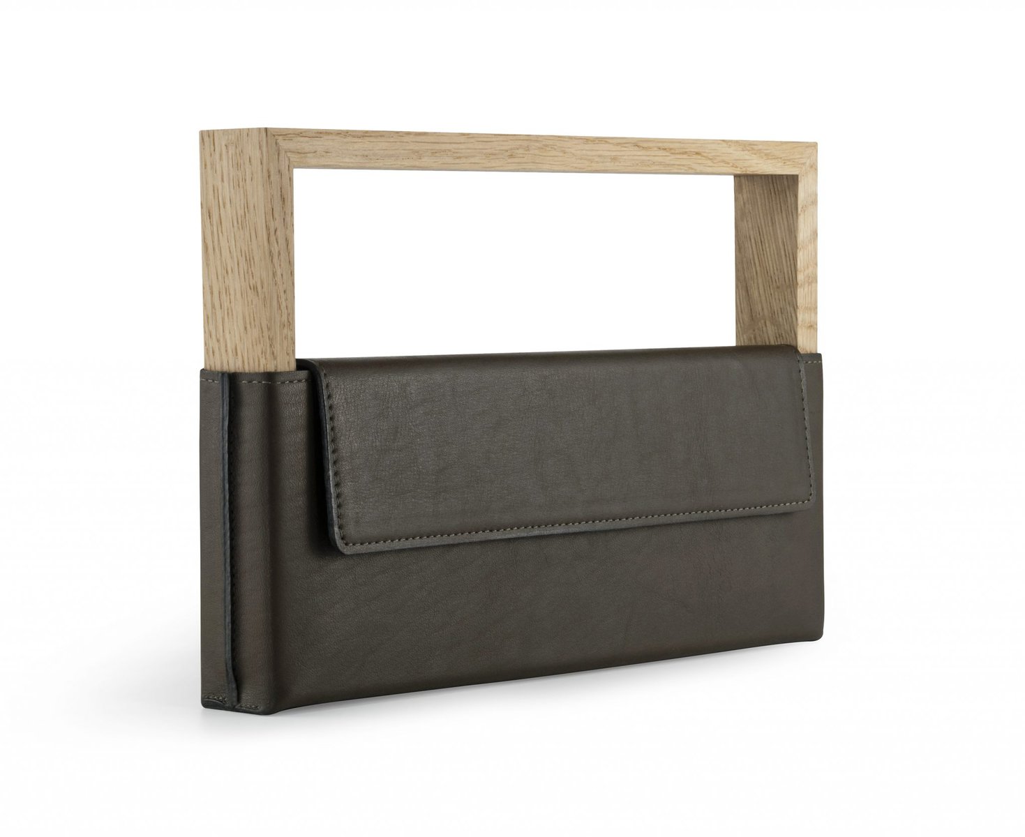 Wooden Frame Leather clutch  pre order