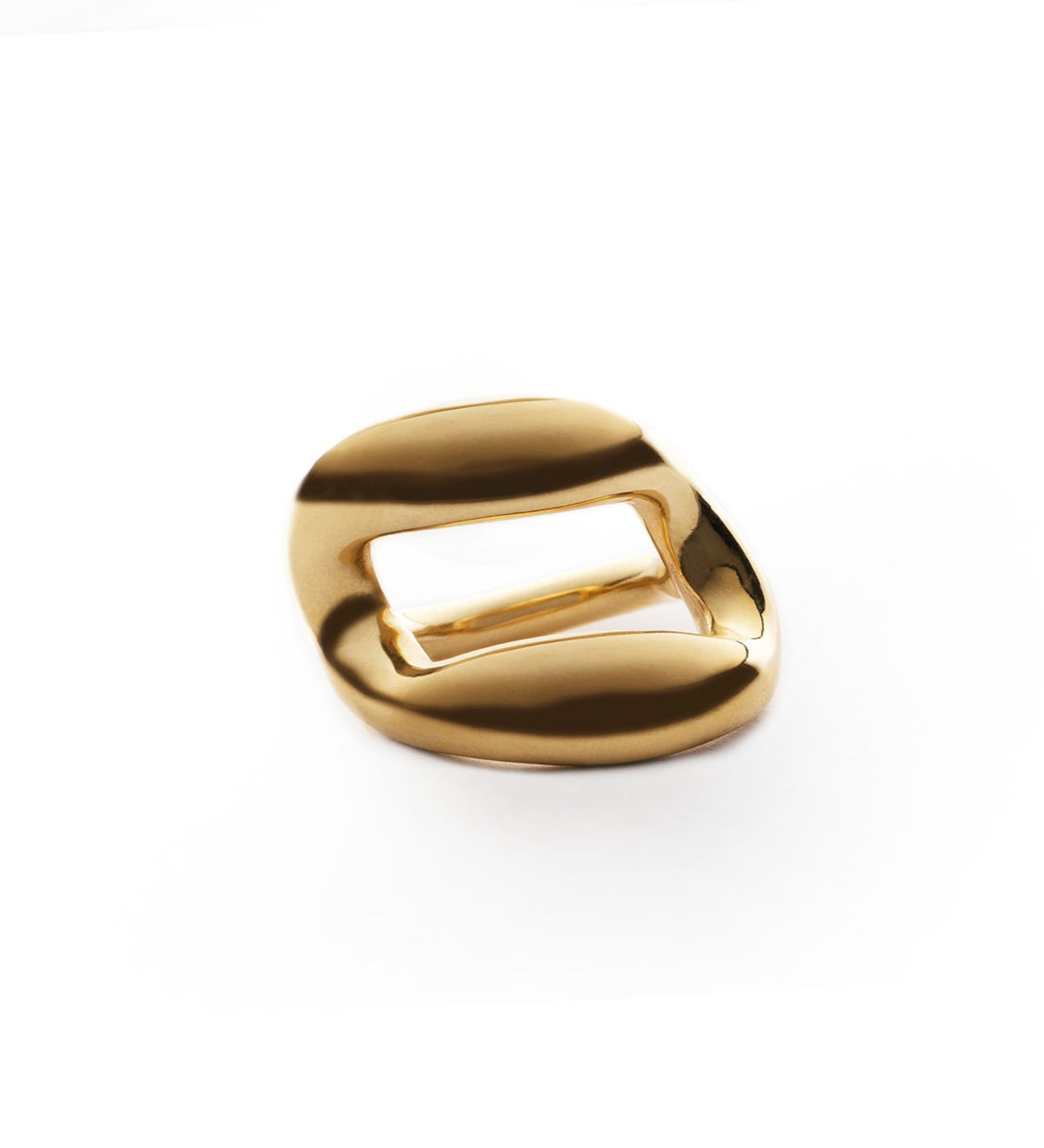 Handmade gold plated chunky chain ring with brass base