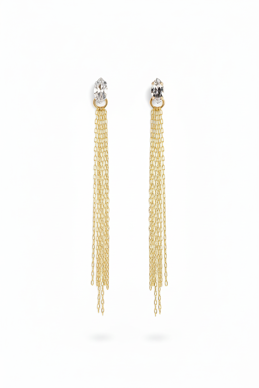 Clear Crystal Tassel Earrings