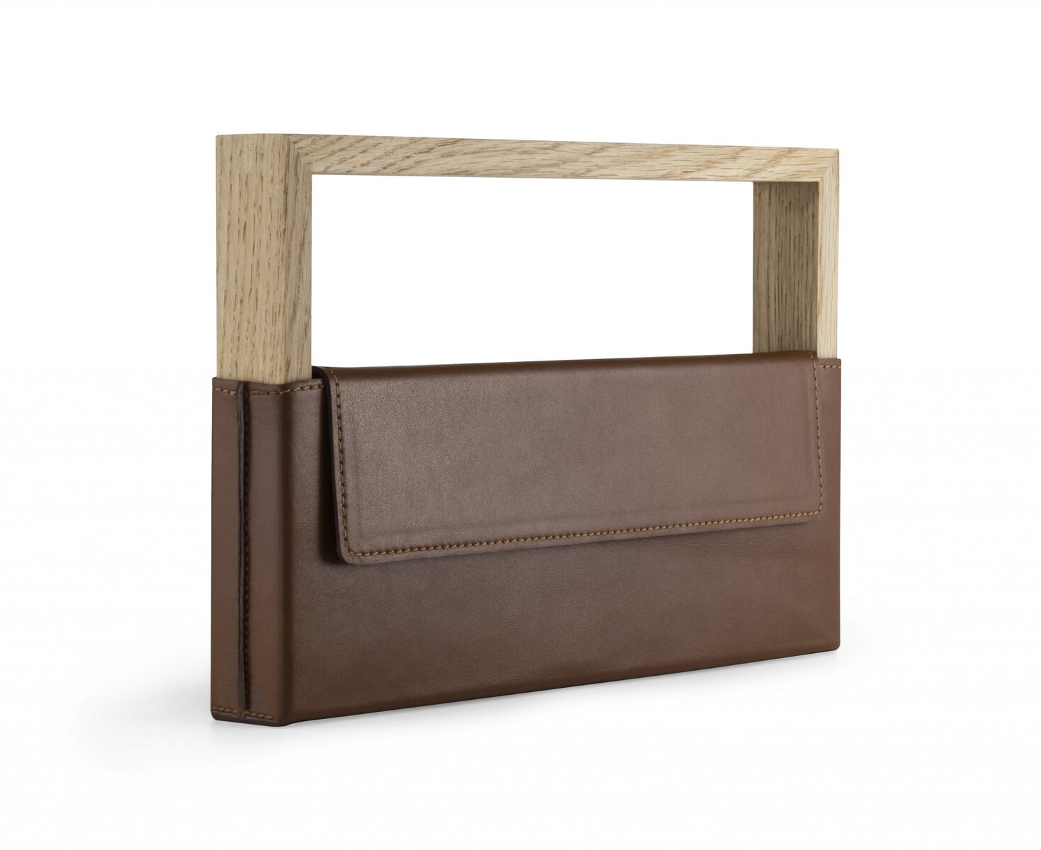 Wooden Frame Leather clutch  pre order