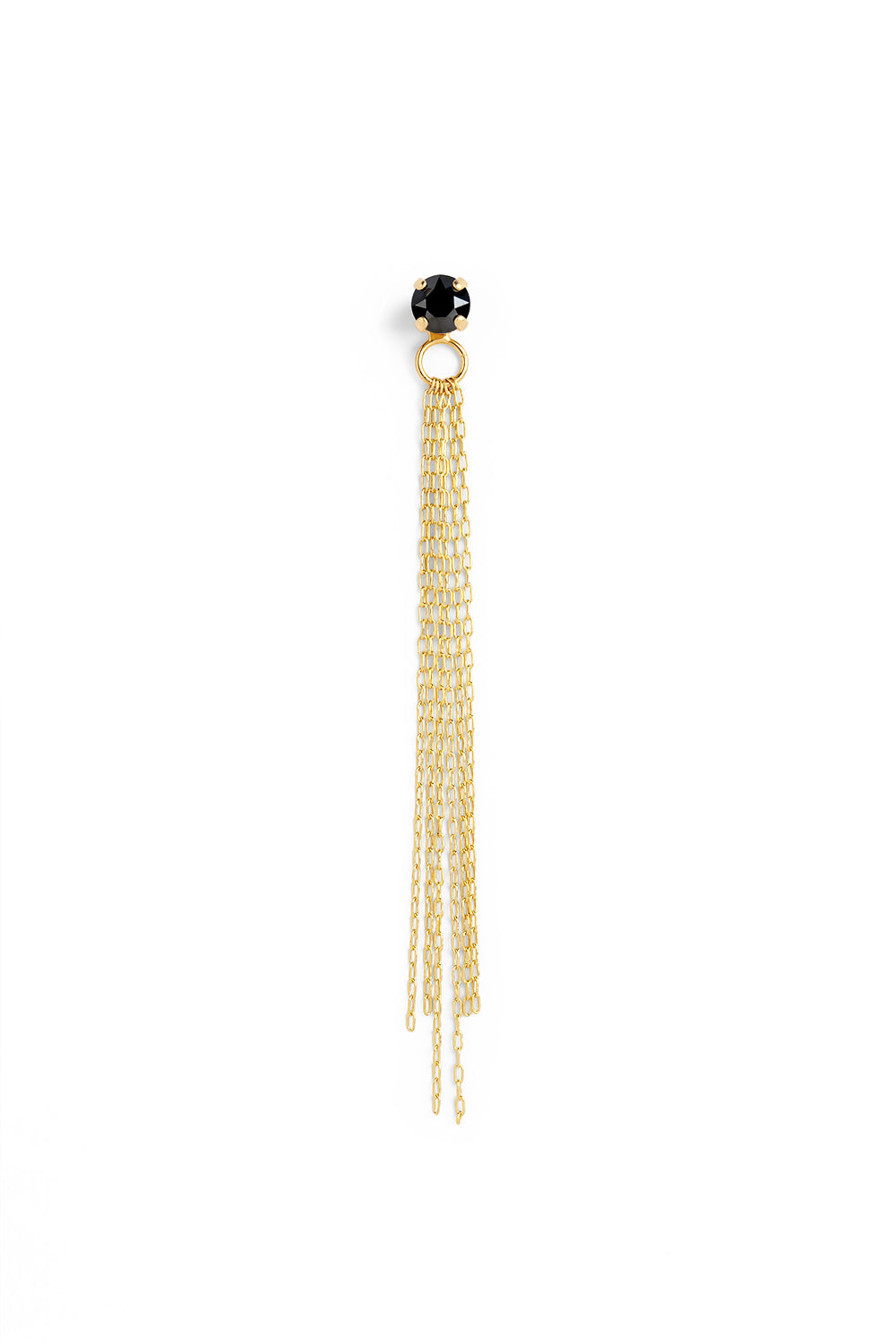 Black Crystal Tassel Earring (single)