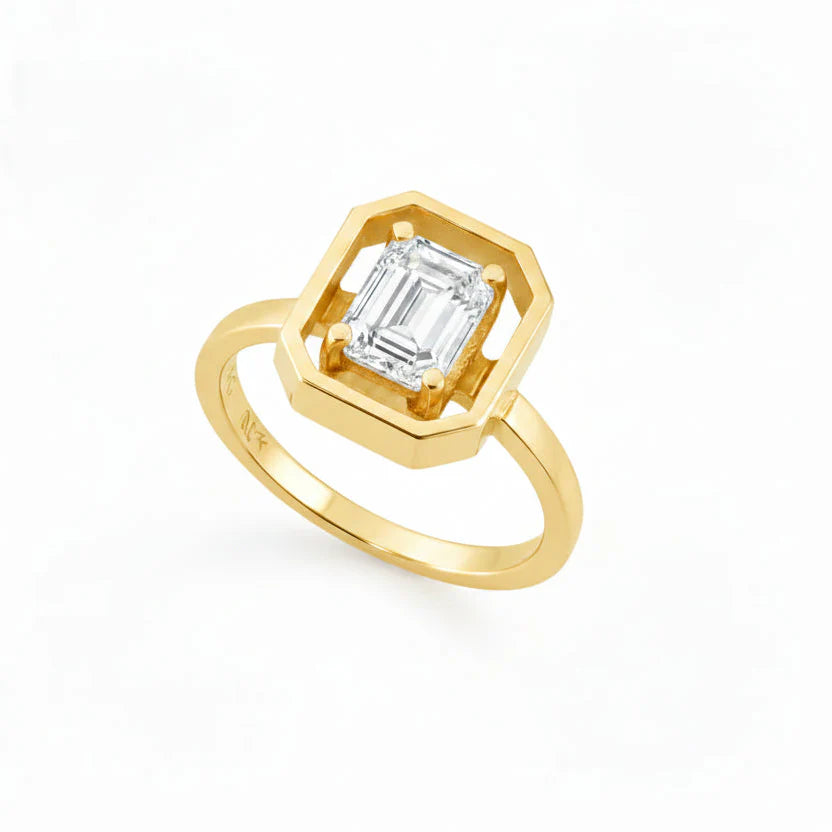 Octagon 14K Pinky Diamond Ring