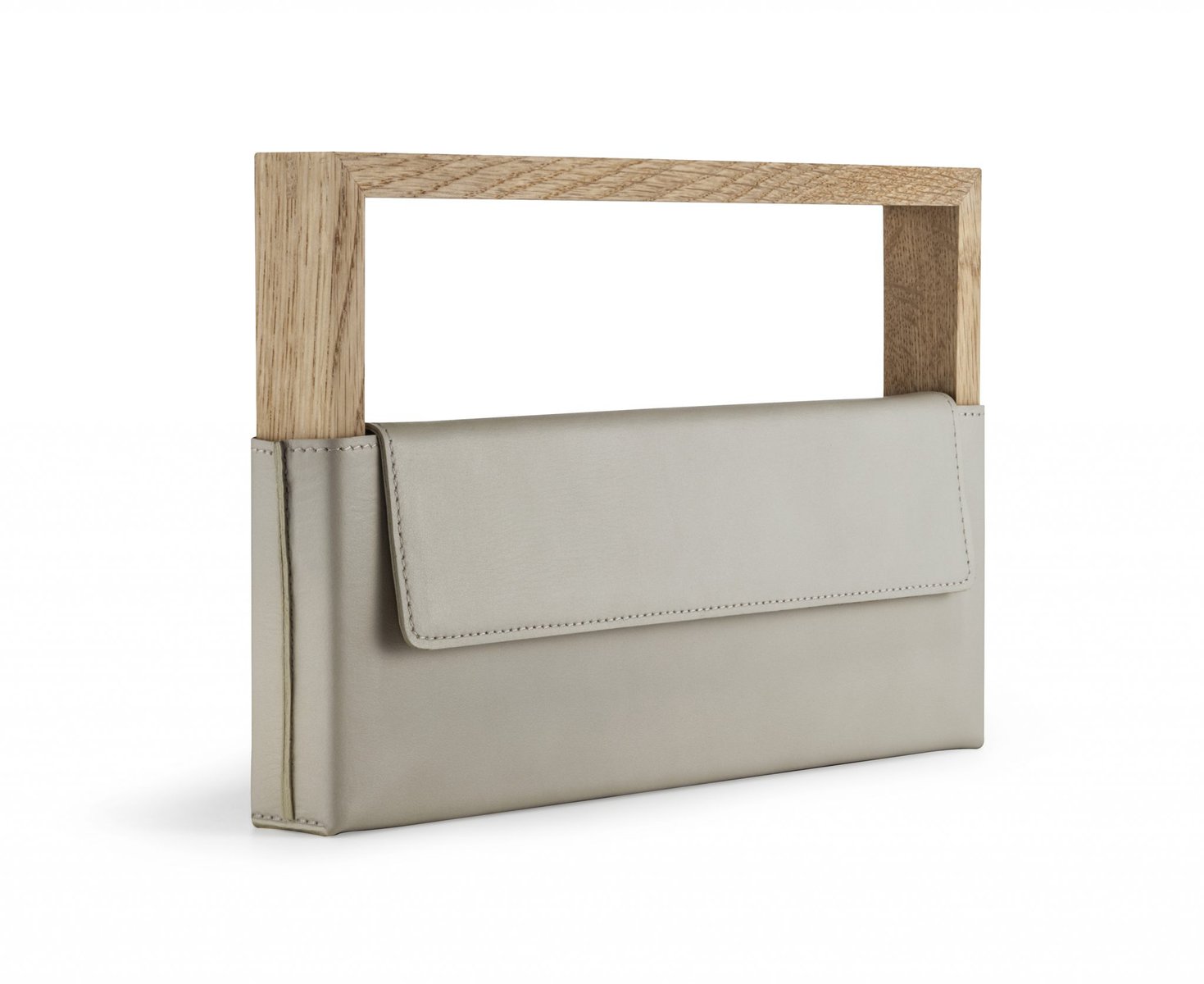 Wooden Frame Leather clutch  pre order