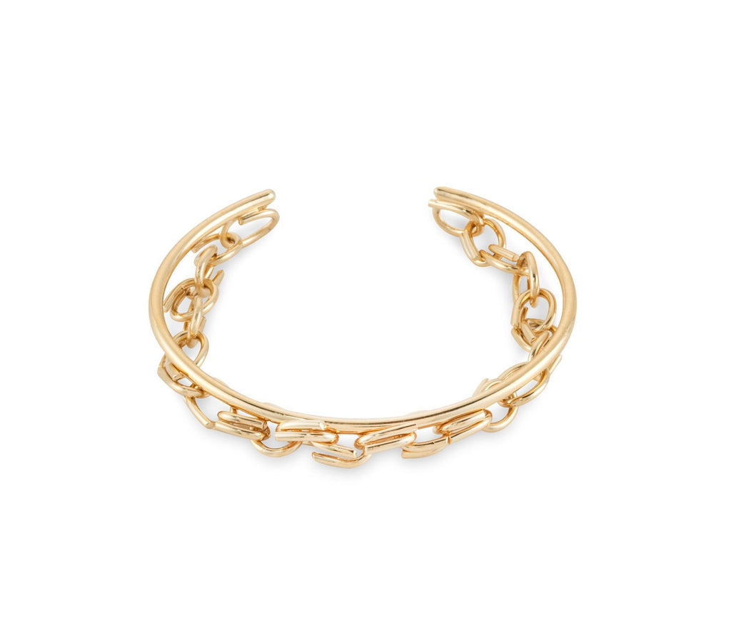 Double Cuff Oval Chain Bracelet - cuff bracelet by Noritamy