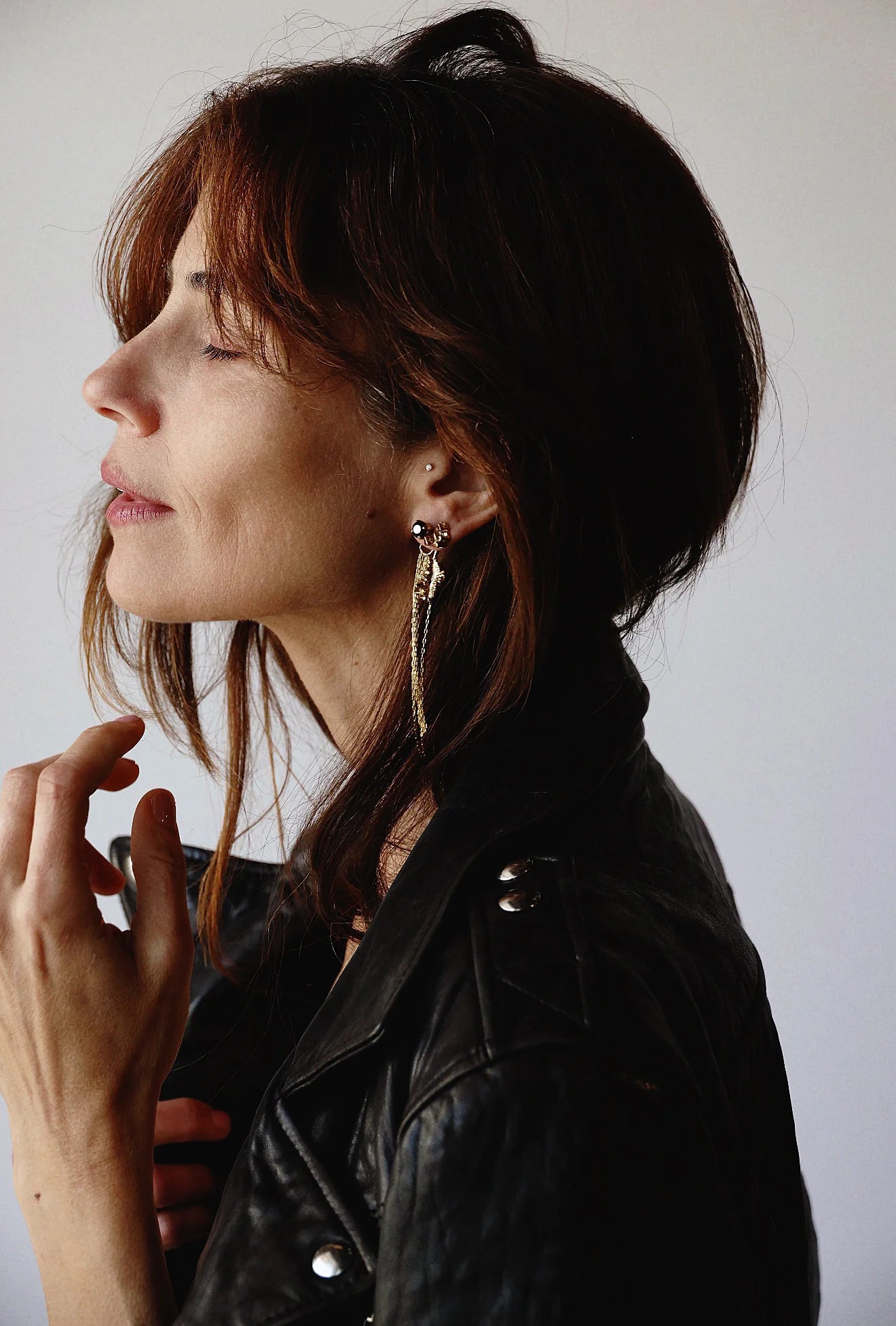 Black Crystal Tassel Earring (single) — campaign image