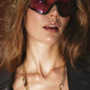 Oval & Cuban Links Necklace With Stone