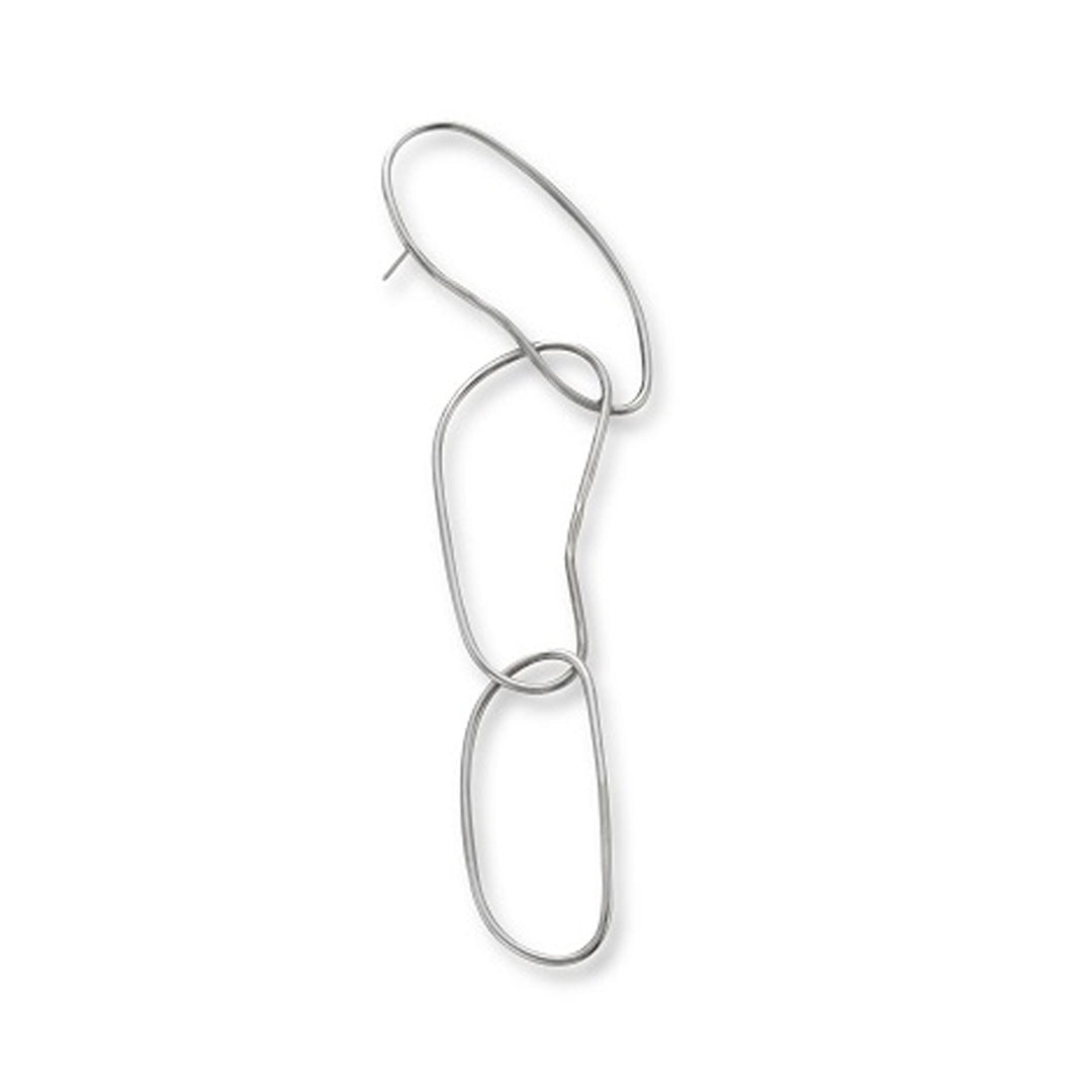 Handmade silver tone amorphic hook earring