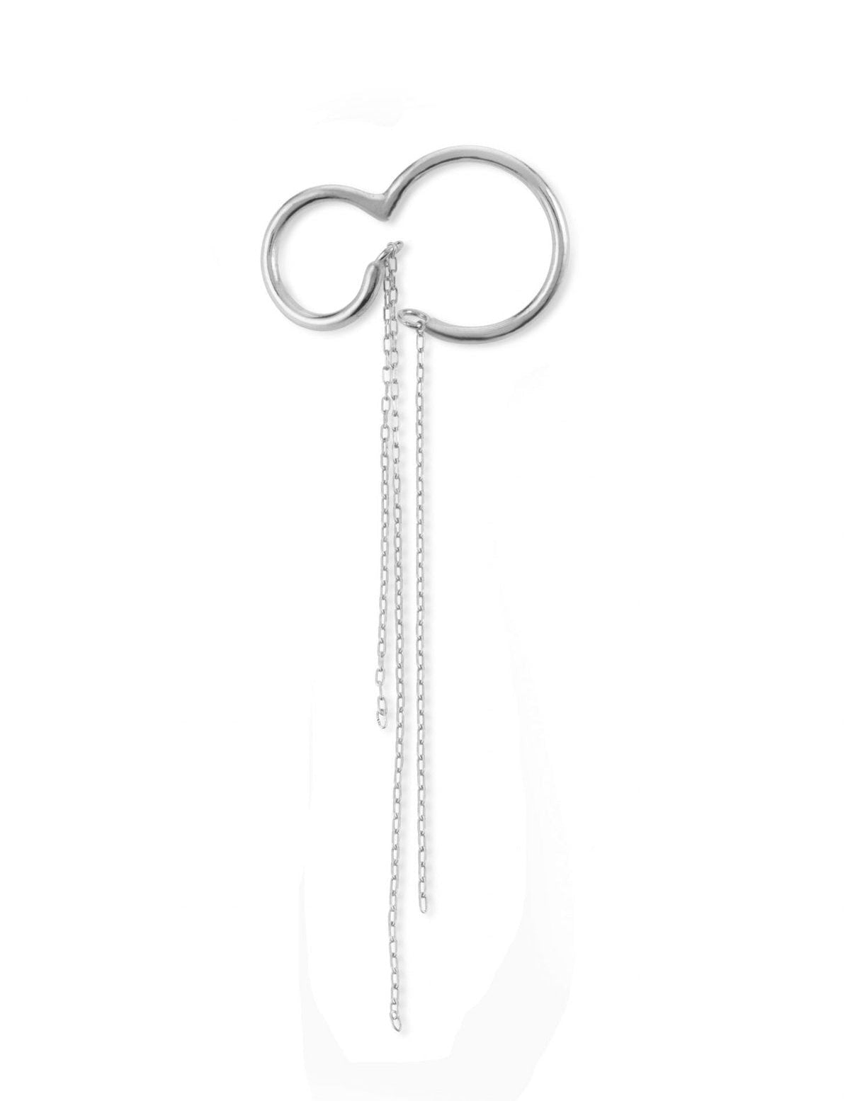 Handmade silver tone half circle chain earring with brass base