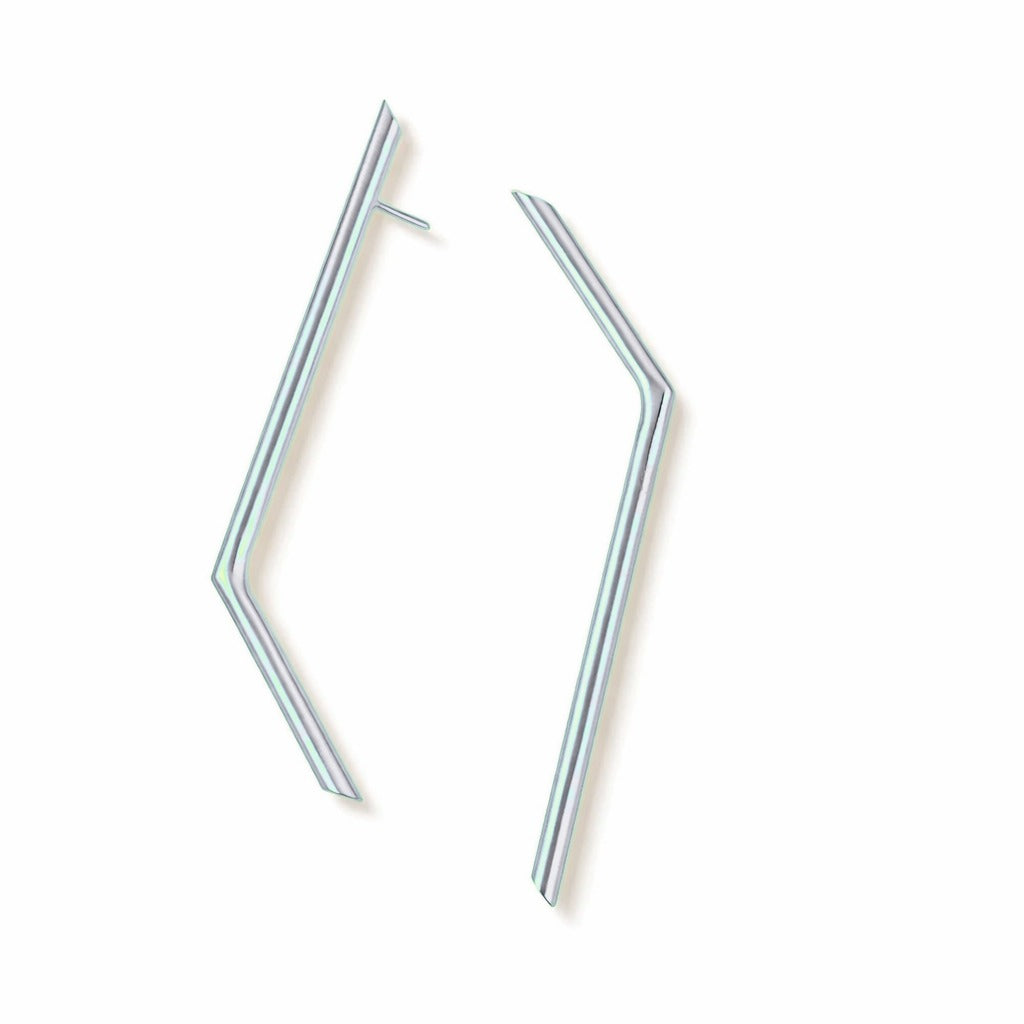 Handmade silver tone geo cylinder earrings