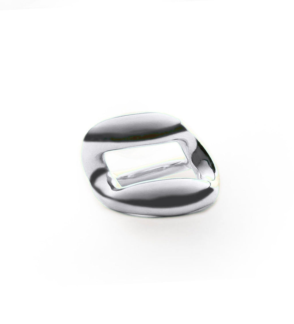 Handmade silver tone chunky chain ring with brass base
