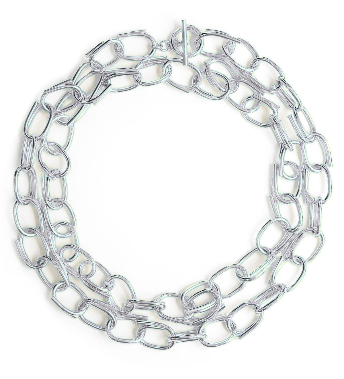 Handmade silver tone extra long chain necklace