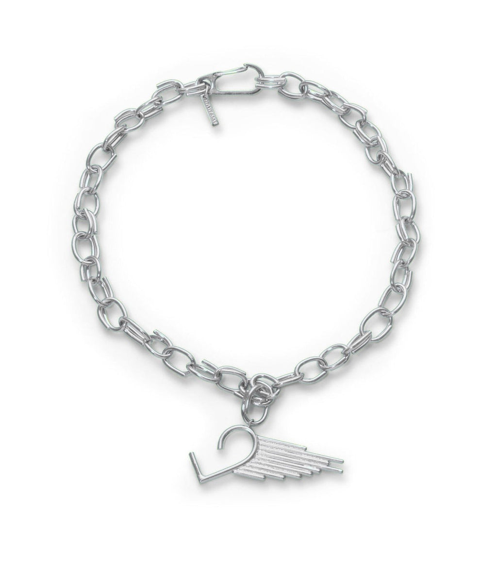 Handmade silver tone heart oval chain necklace