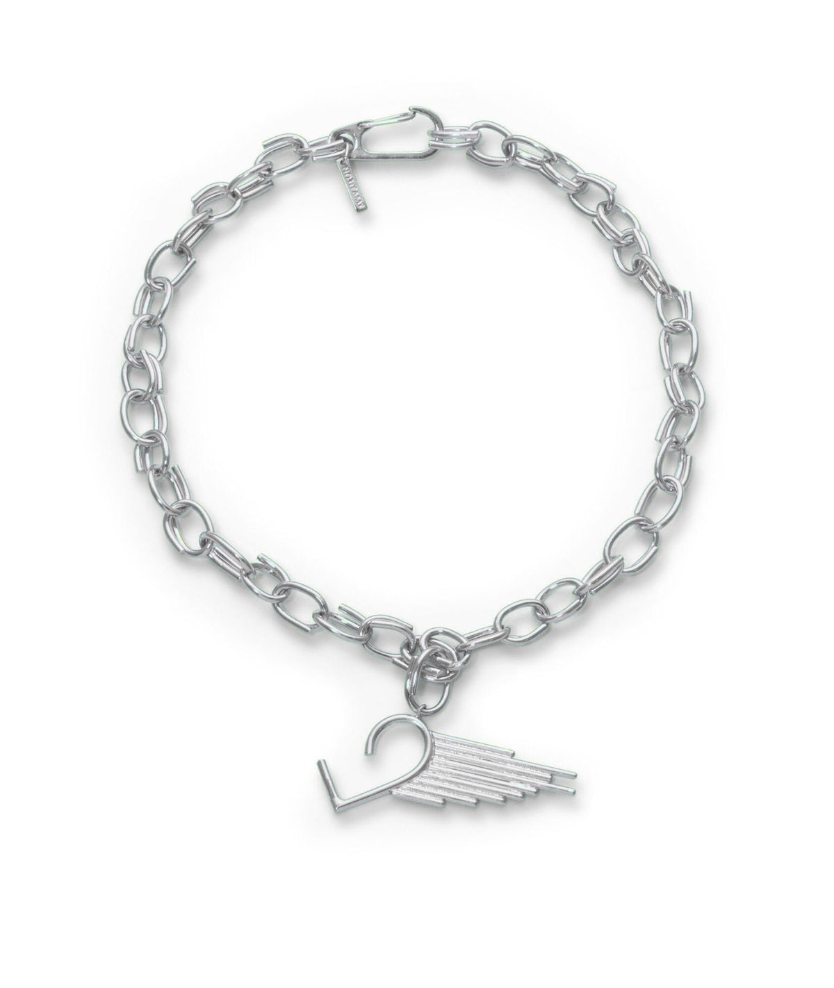 Handmade silver tone heart oval chain necklace