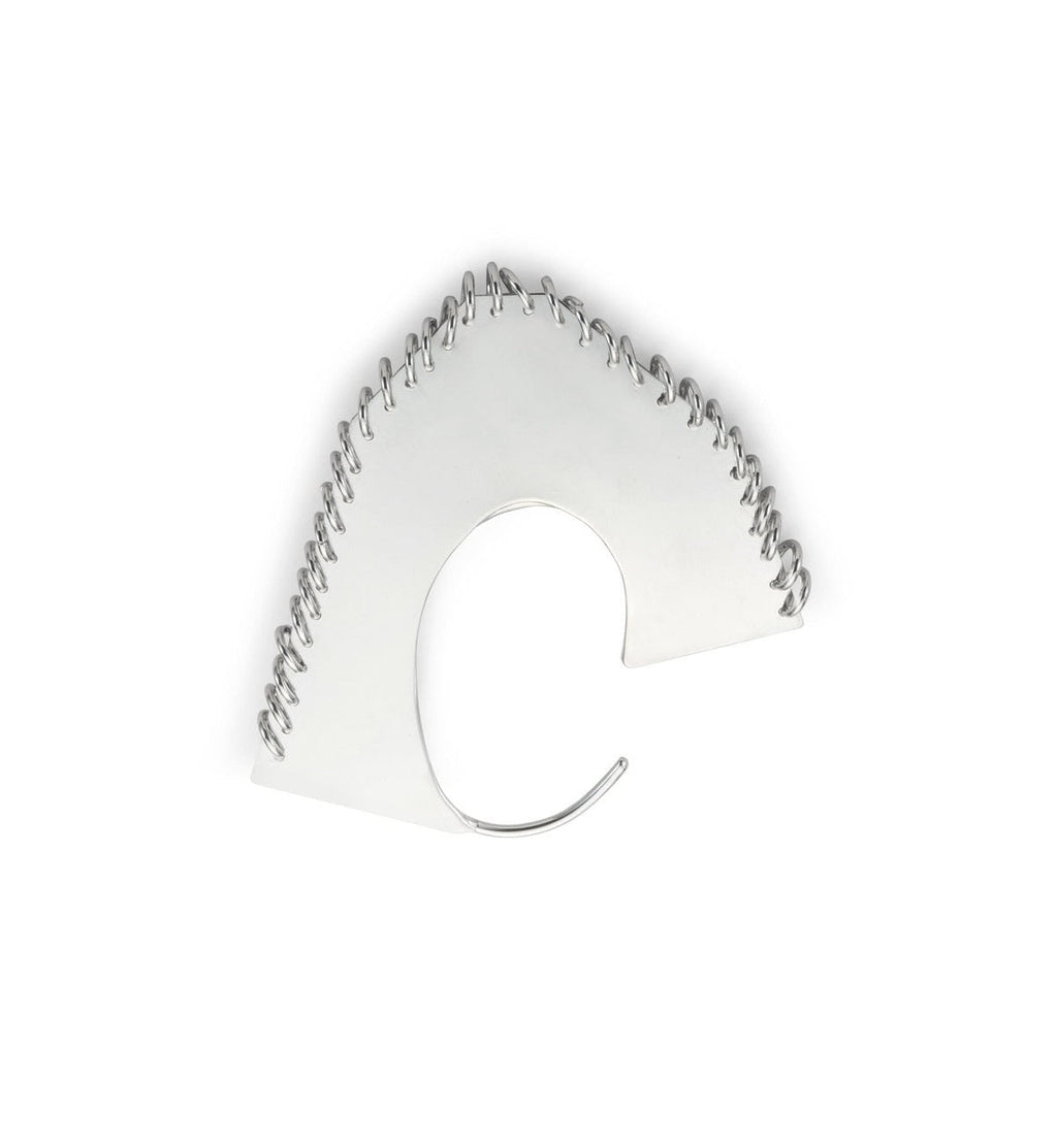 Handmade silver tone geometric pierced ear cuff
