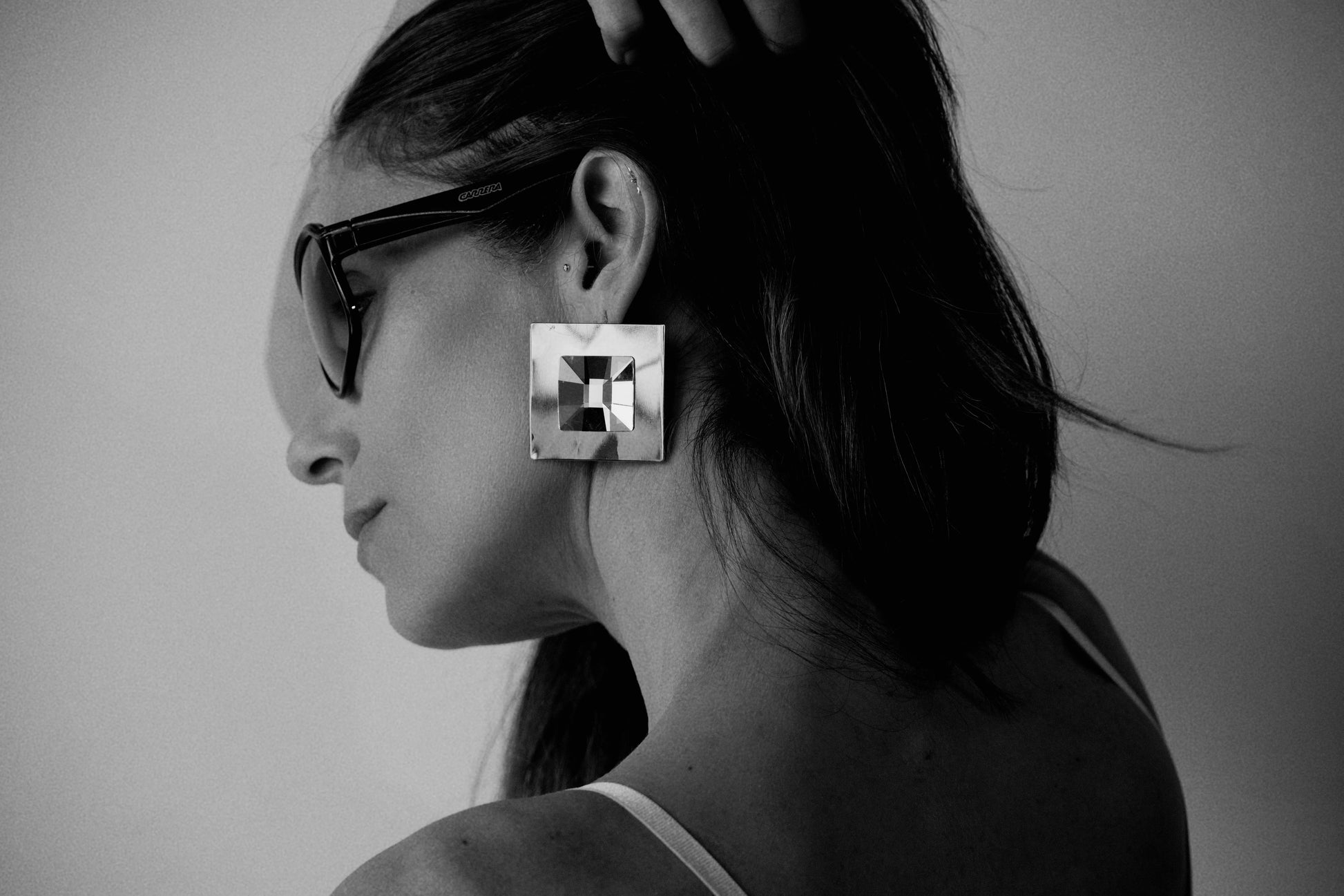 Square Crystal Earrings — campaign image