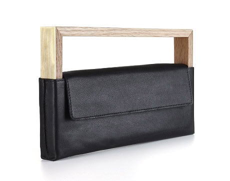 Wooden Frame Leather clutch  pre order