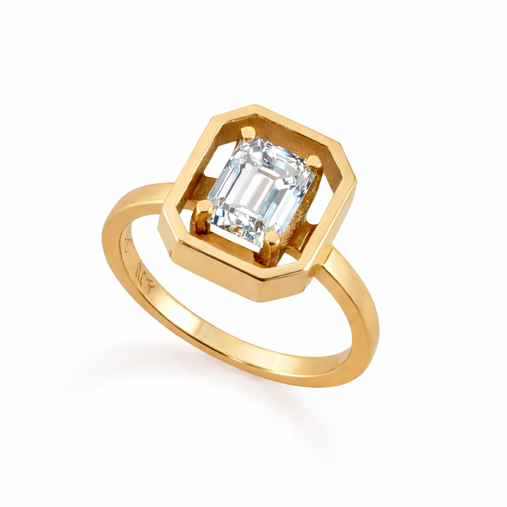 Octagon Pinky Diamond Ring 14K - statement ring by Noritamy
