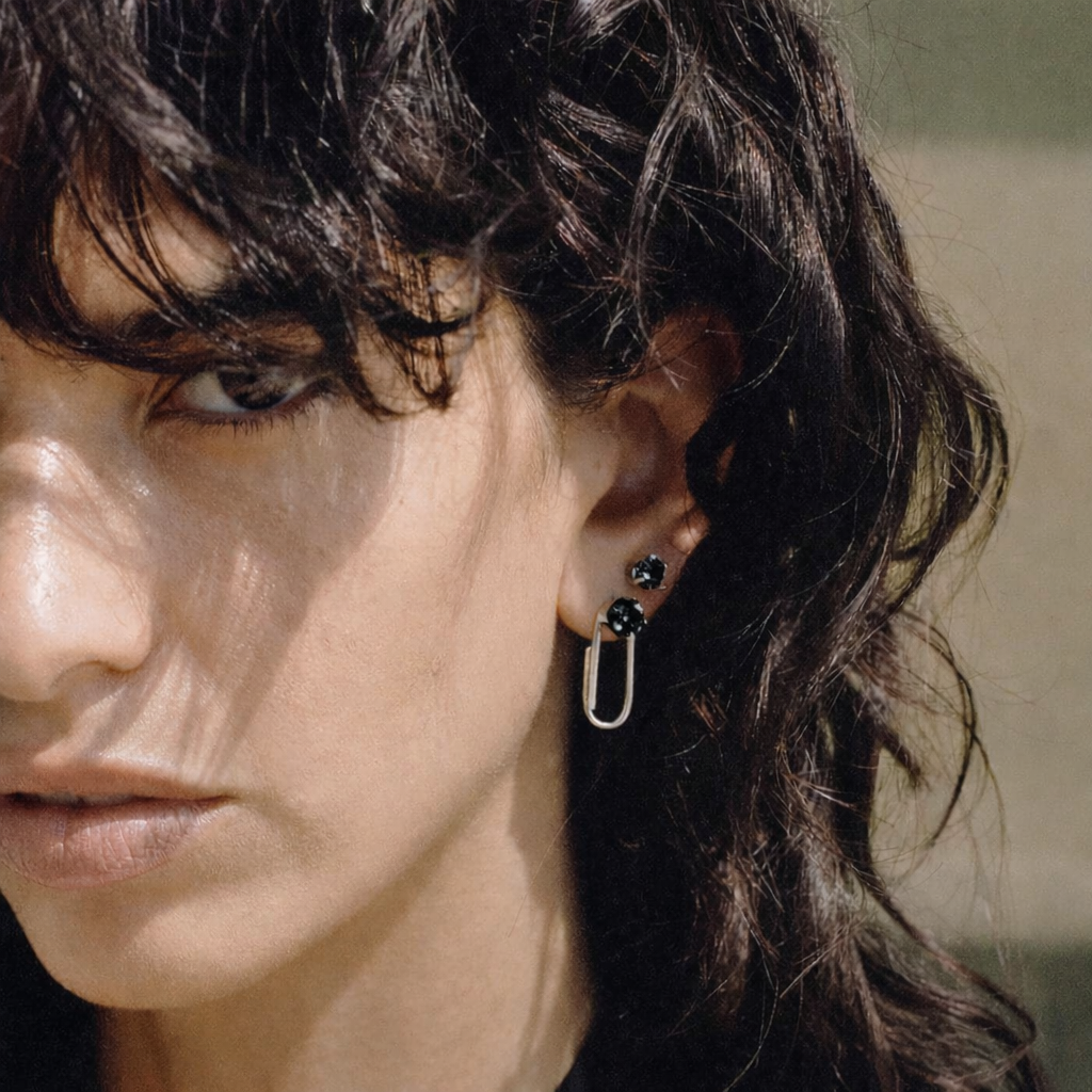 Oval Earrings With Crystal  Stone  (Pair)