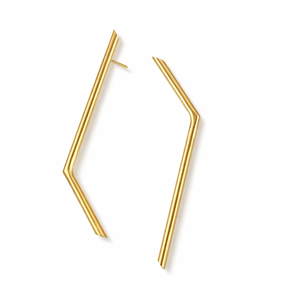 Handmade gold plated geo cylinder earrings