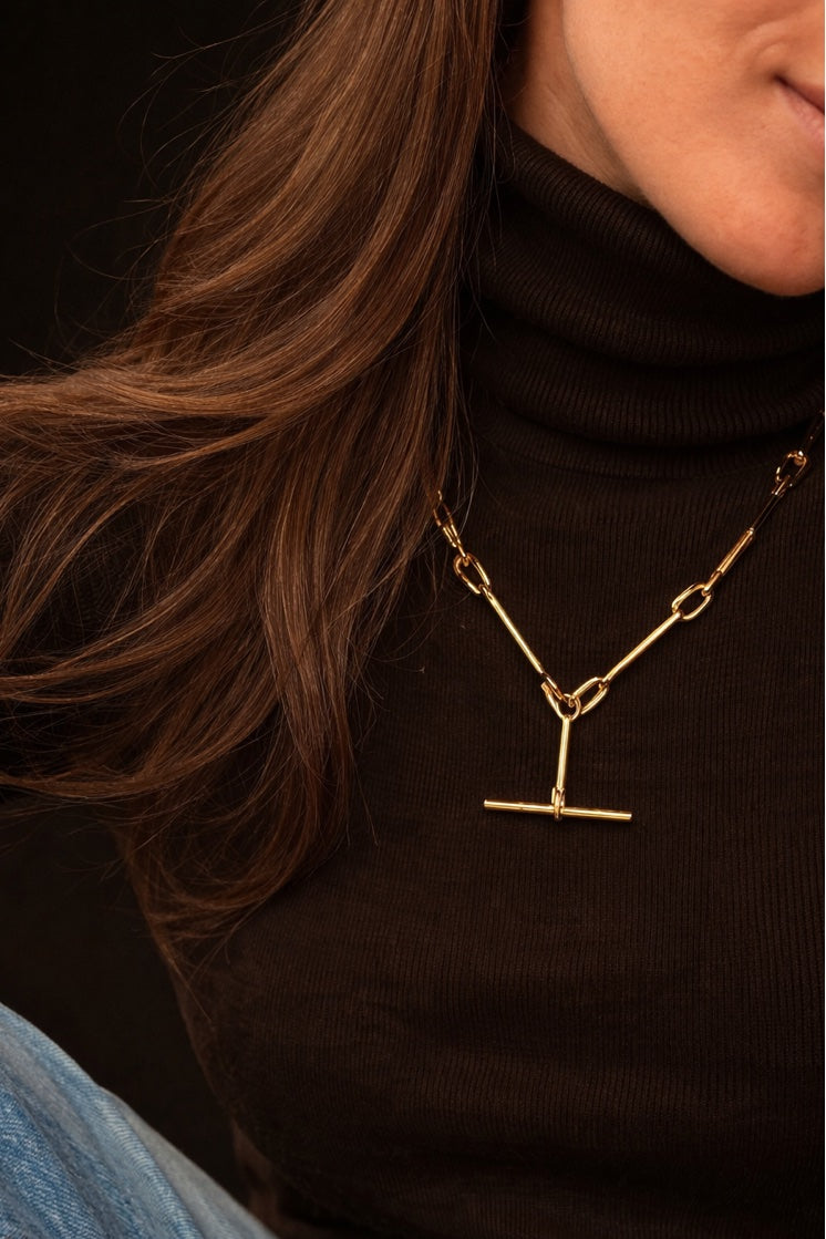 Linked Theory T-Bar Necklace - statement necklace by Noritamy