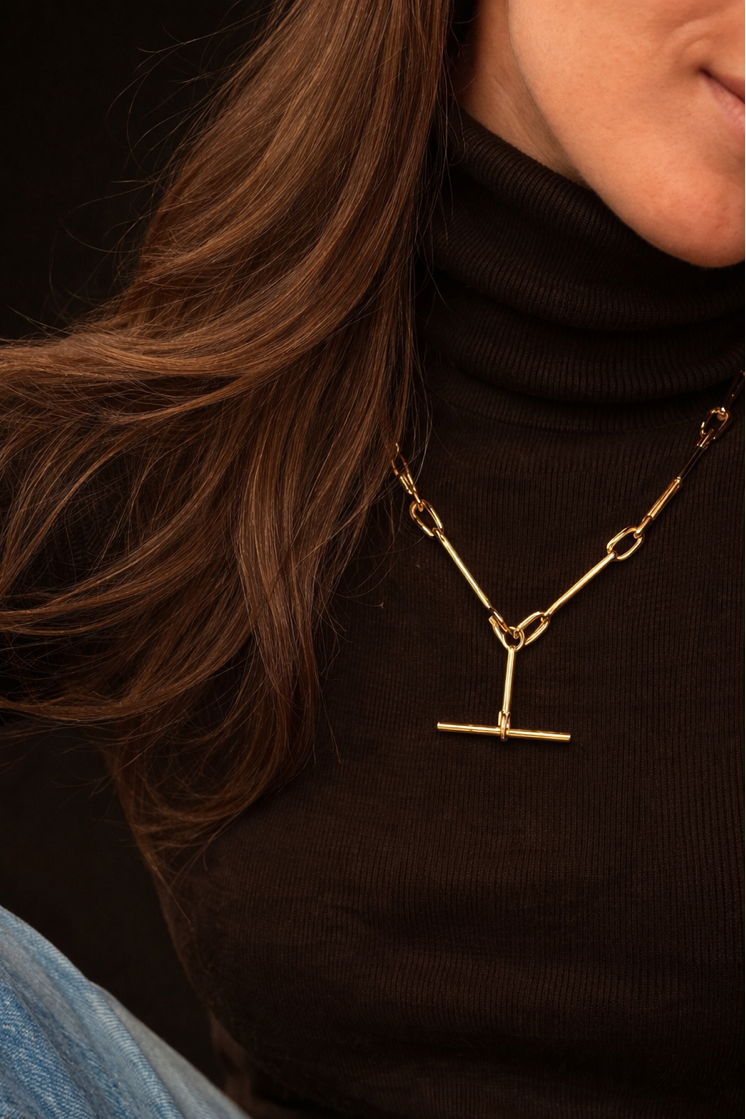 Linked Theory T-Bar Necklace - statement necklace by Noritamy