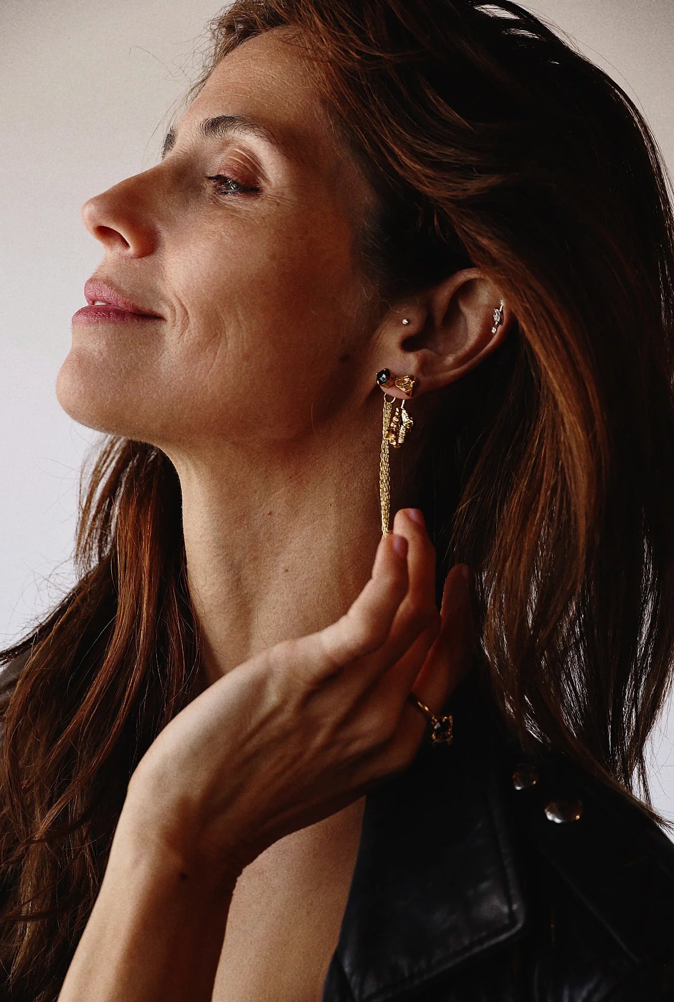 Black Crystal Tassel Earring (single) — campaign image