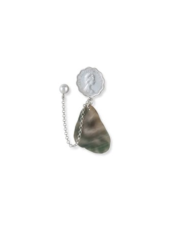 Coin and Shell Double Stud Earring