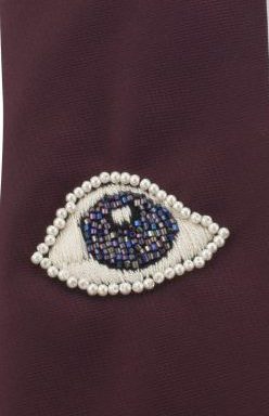 Evil eye embroidered tie