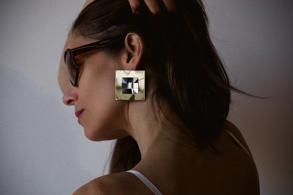 Square Crystal Earrings — campaign image