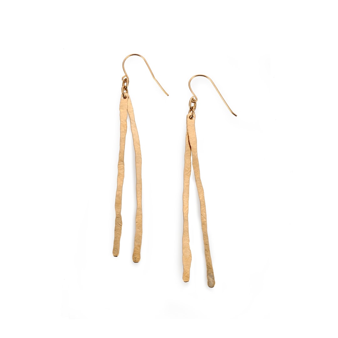 Long Double Strip Hammered Earrings