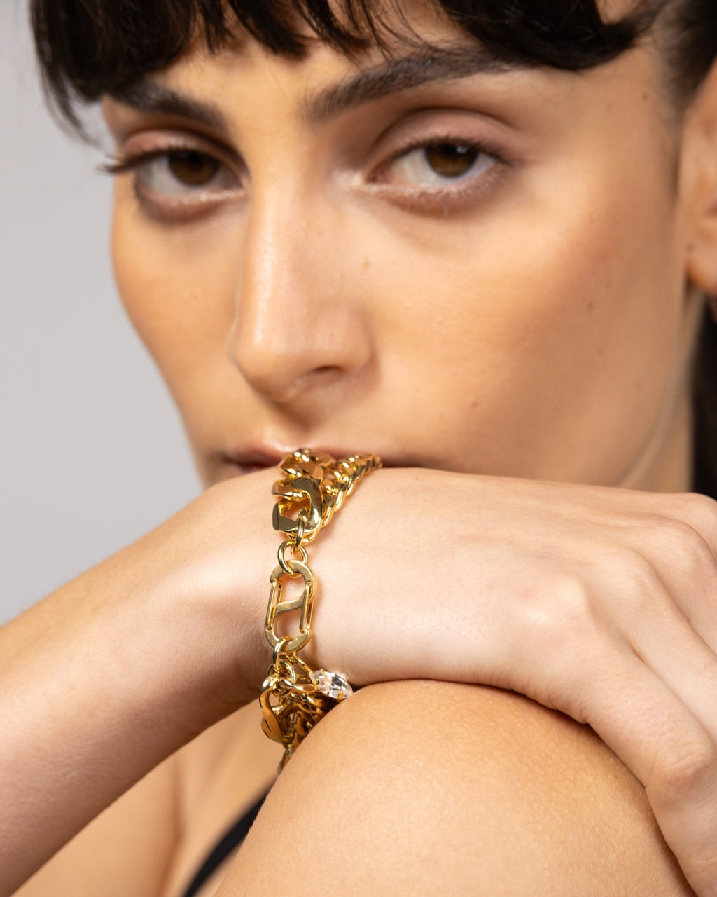 Double Wrap Crystal Charm Bracelet