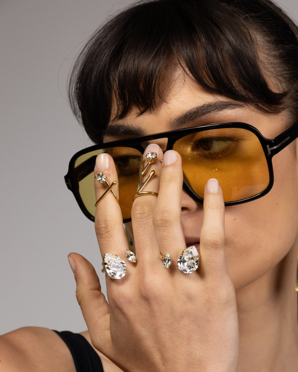 Two Stones Open Cocktail ring
