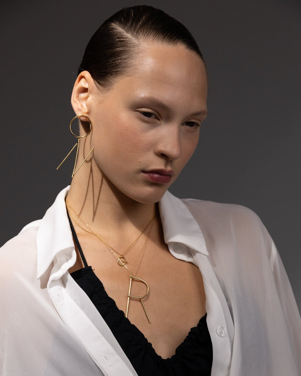 Initial Necklace Sterling Silver Gold Plated