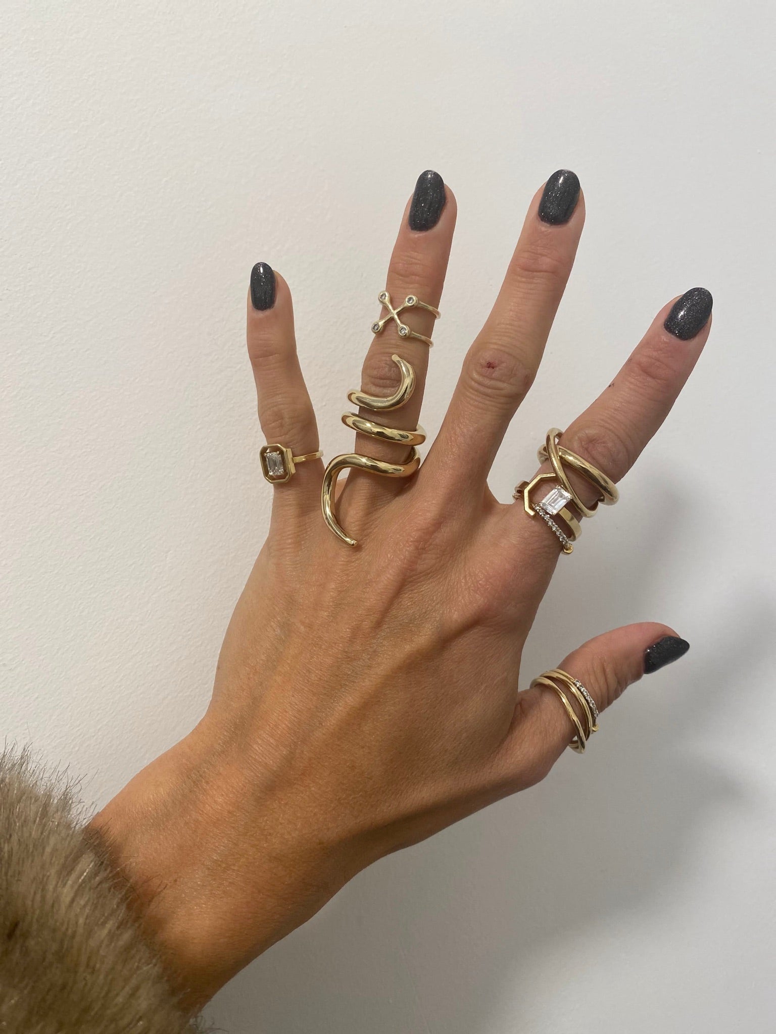 Octagon Pinky Diamond Ring 14K