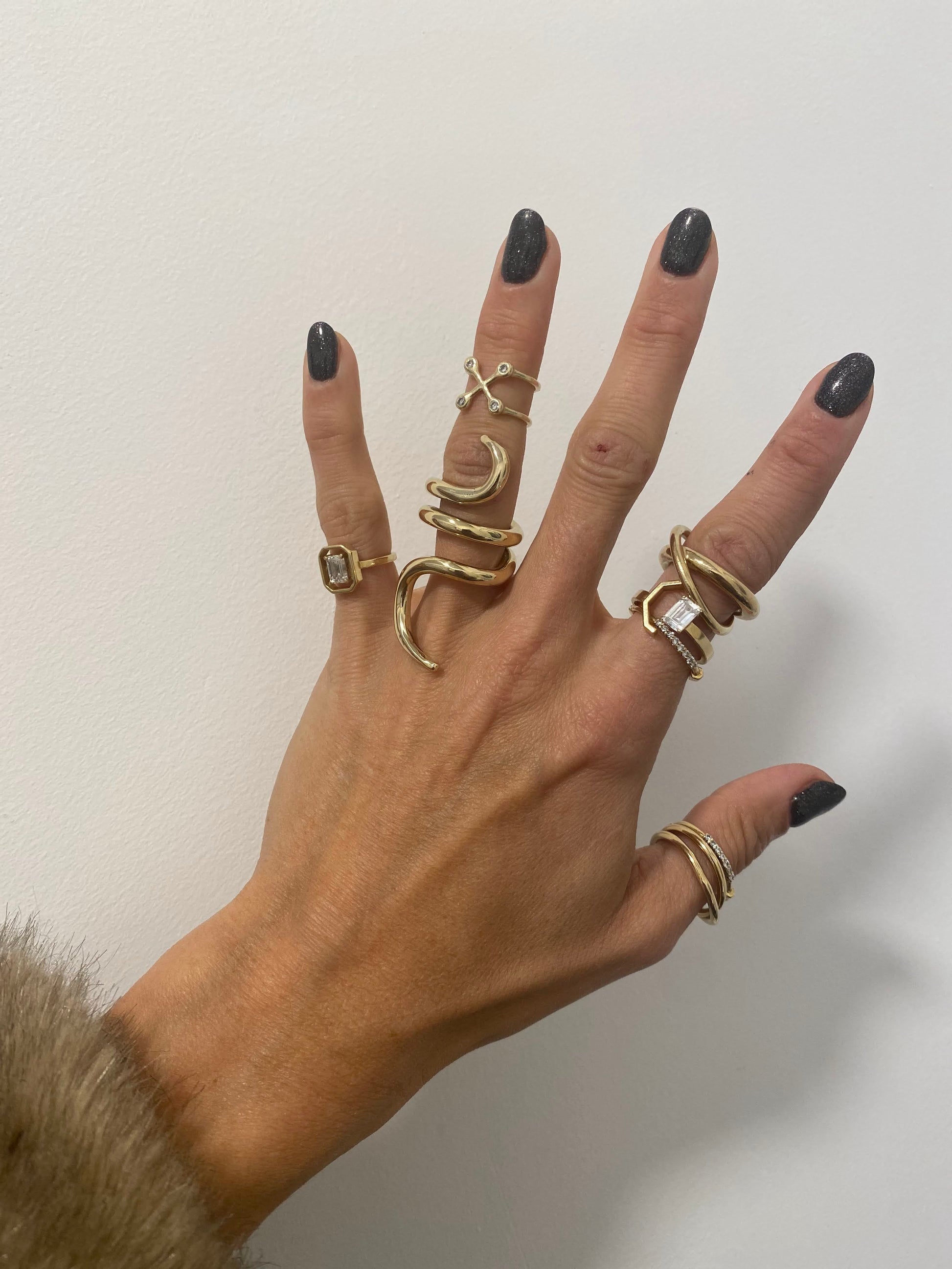 Octagon Pinky Diamond Ring 14K