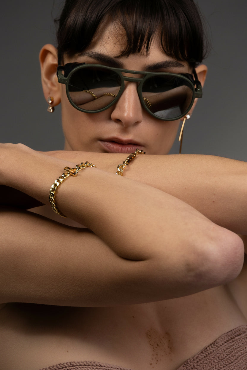 Cognac Crystal Curb Bracelet