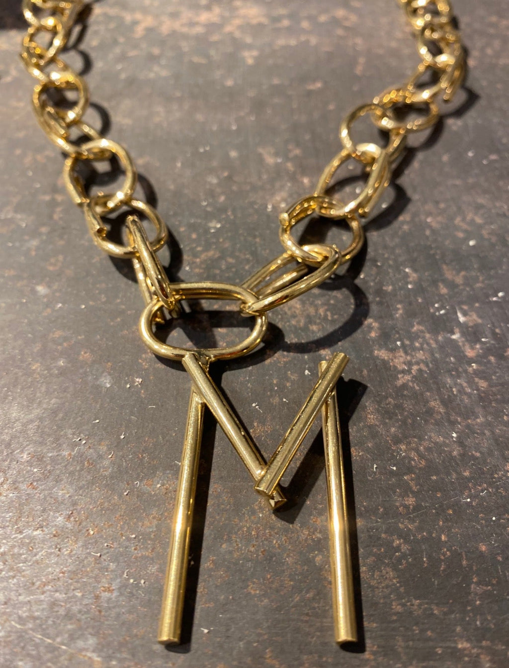 Oval Links Initial Necklace - statement necklace by Noritamy