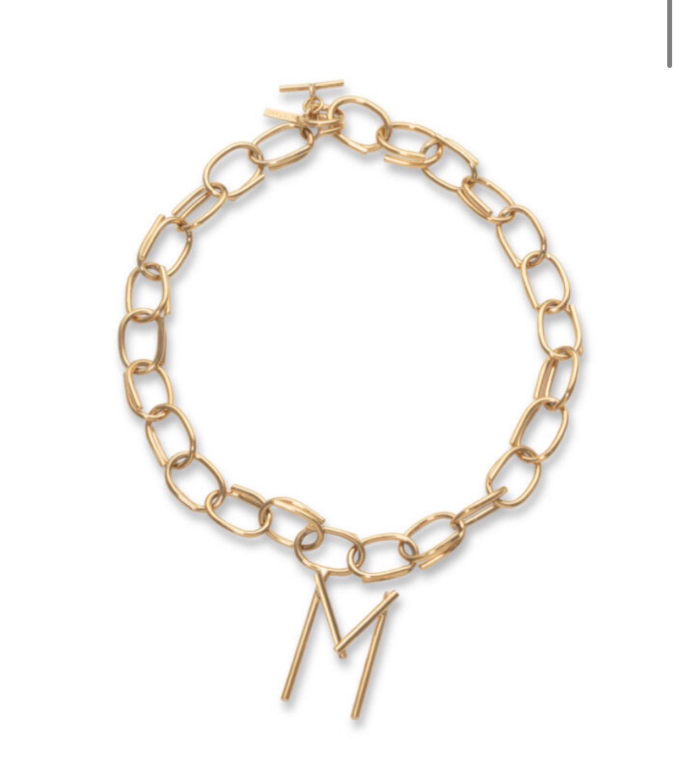 Oval Links Initial Necklace - statement necklace by Noritamy
